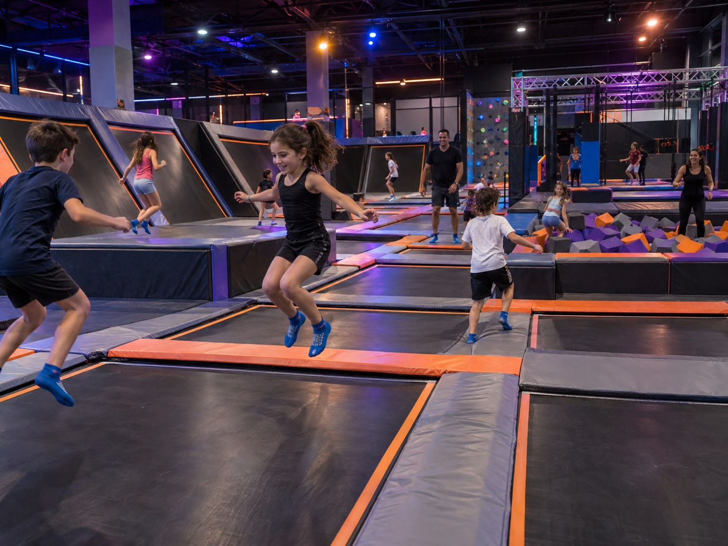 Trampoline park activity area